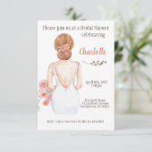 ロマンチックなブライダルシャワー招待状で花嫁が登場 招待状 (スタンド正面)