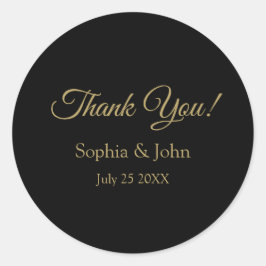 ロマンチックなブラックと金ゴールド結婚の感謝を ラウンドシール