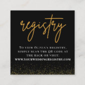 ロマンチックなブラックと金ゴールド結婚のQRコードレジストリ エンクロージャーカード (正面)