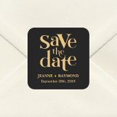 ロマンチックなブラックカスタム金ゴールド日付を保存結婚する スクエアシール