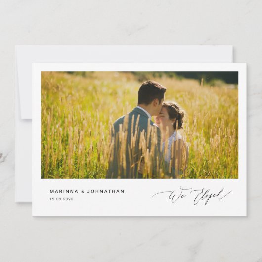 ロマンチックなブラックスクリプト,, 結婚式の秘密の誓い 招待状 (正面)