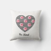 ロマンチックなブラックストライプのバラを白に設定したハート クッション (裏面)