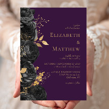 ロマンチックなブラック金ゴールドフローラパープル結婚ズ