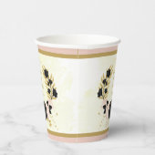 ロマンチックなブラック&ピンクの花金ゴールドリース 紙コップ (右)