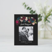 ロマンチックなブラック、ブルゴーニュとティール（緑がかった色）結婚フローラ 案内ポストカード (スタンド正面)