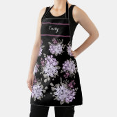 ロマンチックなブラック&ラベンダーワイルドフラワーブーケエプロン エプロン (インサイチュ)