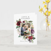 ロマンチックなブルゴーニュとプラムのフローラ写真ありがとう カード (黄色い花)