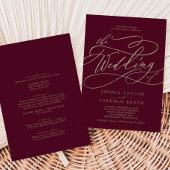 ロマンチックなブルゴーニュの書結婚道 招待状