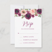 ロマンチックなブルゴーニュの水のカラーフローラ 出欠カード (正面)