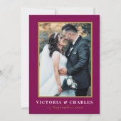 ロマンチックなブルゴーニュの水の色のフローラ結婚ズ セーブザデート (裏面)