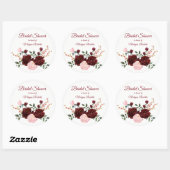 ロマンチックなブルゴーニュの赤いピンクのローズブライダルシャワー ラウンドシール (シート)