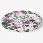 ロマンチックなブルゴーニュの赤い牡丹の花の緑のポピー ペーパープレート (アングル)