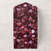 ロマンチックなブルゴーニュグリジーハート結婚ズ オールインワン招待状 (外側)