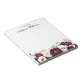 ロマンチックなブルゴーニュパーソナライズされたフローラ ノートパッド (アングル)