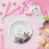 ロマンチックなブルゴーニュフローラが白の後ずっと幸せに ペーパープレート (パーティー)