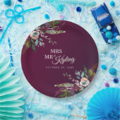 ロマンチックなブルゴーニュフローラミスター&ミセス結婚ズ ペーパープレート (パーティー)