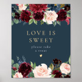 ロマンチックなブルゴーニュフローラ愛は甘いデザート ポスター (正面)