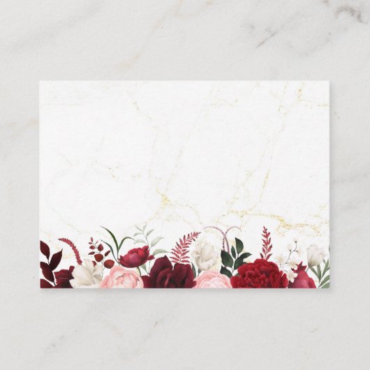 ロマンチックなブルゴーニュフローラQRコード結婚のエンクロージャ エンクロージャーカード (裏面)