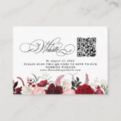 ロマンチックなブルゴーニュフローラQRコード結婚のエンクロージャ エンクロージャーカード (正面)