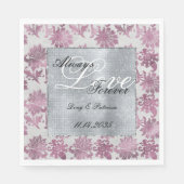 ロマンチックなブルゴーニュレッドシルバー結婚フローラ スタンダードランチョンナプキン (正面)