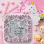 ロマンチックなブルゴーニュレッドシルバー結婚フローラ ペーパープレート (パーティー)