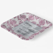 ロマンチックなブルゴーニュレッドシルバー結婚フローラ ペーパープレート (傾斜あり)