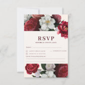 ロマンチックなブルゴーニュレッド&マルーン冬の結婚式 出欠カード (正面)