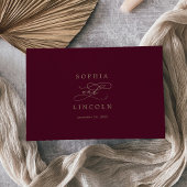 ロマンチックなブルゴーニュ書道モノグラム結婚ズ ゲストブック