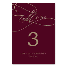 ロマンチックなブルゴーニュ書道台番号 テーブルナンバー