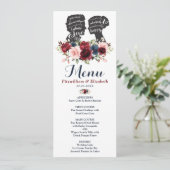 ロマンチックなブルゴーニュ海軍フローラシルエットメニューカード 招待状 (スタンド正面)