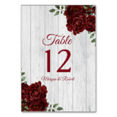 ロマンチックなブルゴーニュ素朴ー結婚レッドローズ テーブルナンバー (裏面)
