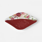 ロマンチックなブルゴーニュ結婚フローラの感謝メッセージ ペーパープレート (傾斜あり)