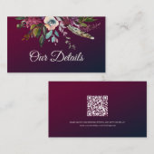 ロマンチックなブルゴーニュ結婚フローラの詳細QRコード エンクロージャーカード (正面/裏面)