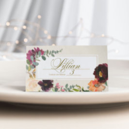 ロマンチックなブルゴーニュ結婚フローラ座席表 プレイスカード