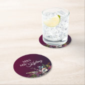 ロマンチックなブルゴーニュ結婚フローラ ラウンドペーパーコースター (インサイチュ)