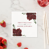 ロマンチックなブルゴーニュ結婚レッドローズ婚約 スタンダードカクテルナプキン (インサイチュ)