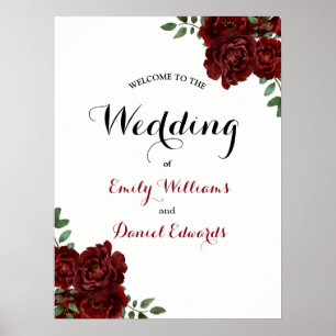 ロマンチックなブルゴーニュ結婚ー・レッド・ローズの徴候 ポスター