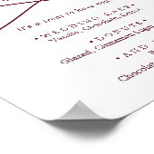 ロマンチックなブルゴーニュ結婚文字のデザート ポスター (角)