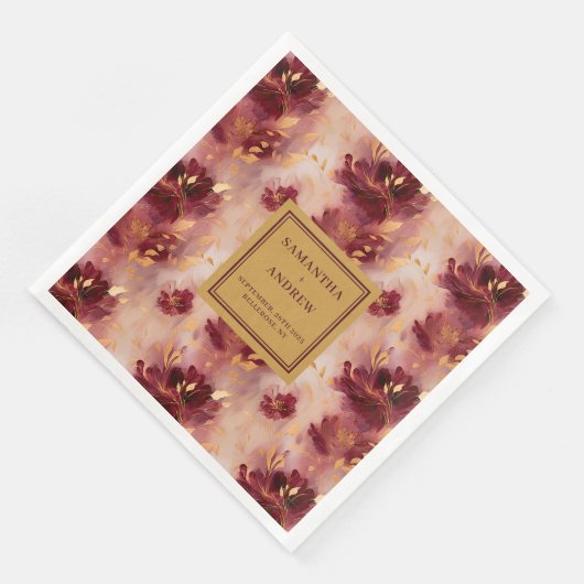 ロマンチックなブルゴーニュ結婚金ゴールドのディナーナプキンス (コーナー)