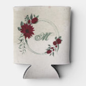 ロマンチックなブルゴーニュ葉ーの花と緑の結婚花 缶クーラー (正面)