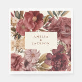 ロマンチックなブルゴーニュ赤と結婚銅 スタンダードランチョンナプキン (正面)