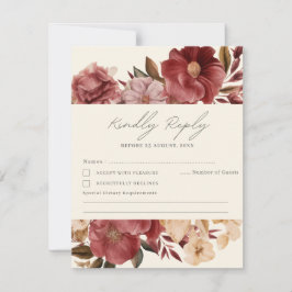 ロマンチックなブルゴーニュ赤と結婚銅 出欠カード