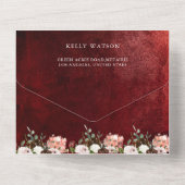 ロマンチックなブルゴーニュ赤面ピンク素朴フローラ結婚ズ オールインワン招待状 (裏面)