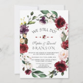 ロマンチックなブルゴーニュ赤面フローラ私たちはまだ行う 招待状 (正面)