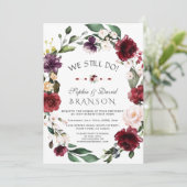 ロマンチックなブルゴーニュ赤面フローラ私たちはまだ行う 招待状 (スタンド正面)