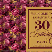 ロマンチックなブルゴーニュ赤面金ゴールドボホ30歳の誕生日 タペストリー