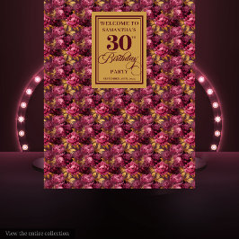 ロマンチックなブルゴーニュ赤面金ゴールドボホ30歳の誕生日 タペストリー