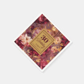 ロマンチックなブルゴーニュ赤面金ゴールド30thバースデーナプキンス スタンダードカクテルナプキン (角)