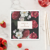 ロマンチックなブルゴーニュ黒赤秋の結婚式 スタンダードランチョンナプキン (インサイチュ)