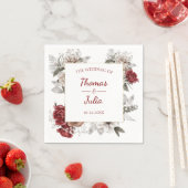 ロマンチックなブルゴーニュ&シルバー結婚フローラ スタンダードカクテルナプキン (インサイチュ)